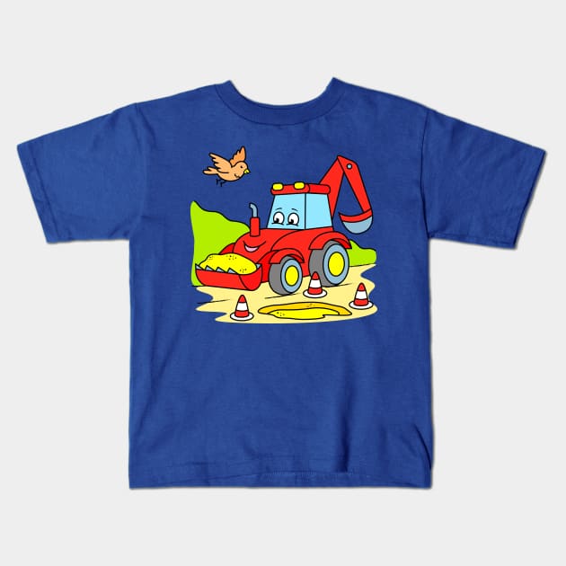 Excavator for Kids Kids T-Shirt by samshirts